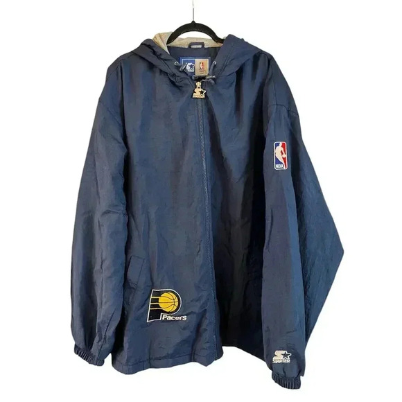 Vintage Starter Indiana Pacers Logo Athletic Full Zip Puffer Jacket Coat Men XXL - Picture 1 of 9
